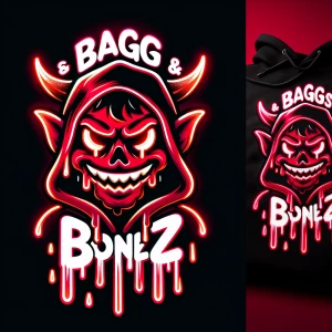 A red cartoon devil.
With dripping paint like features with a br...