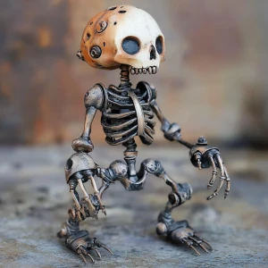 Petite but fierce cybernetic skeleton,  horrorcore