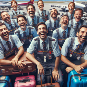 Maleteros riendo a carcajadas