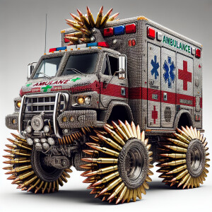 Ambulance,  8K resolution, hdr, made from bullet casing