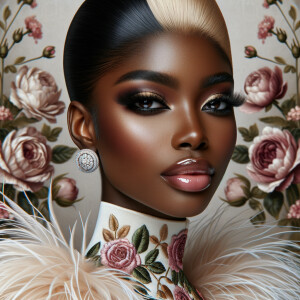 "Create a portrait of an elegant African-American woman with med...