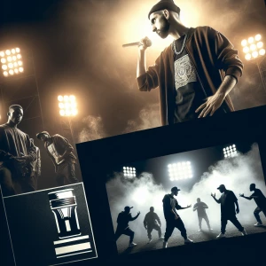 Create an album cover design for a rap track titled "Dark Patter...