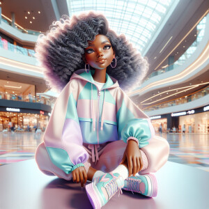 Generate an 3-D realistic image featuring a light skin African-A...