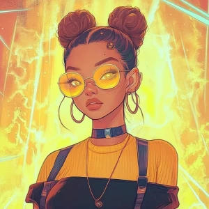 A girl alien in Ariel Perspective Art style