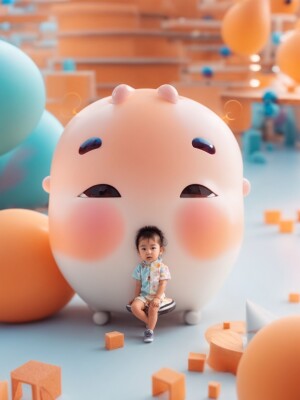 cute Avatar in 3D Pixar style, cute, chubby, white background, c...