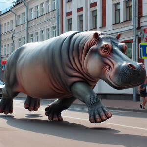 реалистичный бегемот бегает по москве