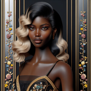 Create a vertical 3-D portrait of a light-skinned African-Americ...