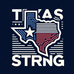 A logo with the Texas state Flag that says’Texas Strong’ Outline...