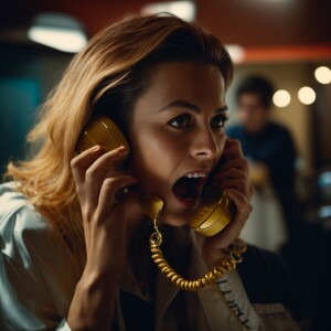 photo of scream talking on the phone