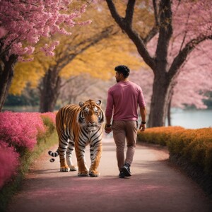 A muscular male Tiger-Human hybrid and his athletic female Tiger...