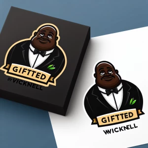 Can you make a logo illustration of A fat bald black rich guy an...