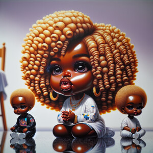 Hyper realistic glossy very detailed oil painting chibi African...