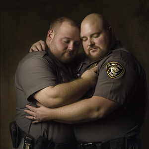 Lifesize digital photography portrait of a best buddies married...