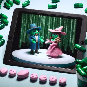 Use green pills and pink pills to reproduce a stop motion animat...