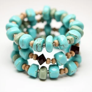 "A multi-strand bracelet using smaller raw turquoise pieces (6-8...