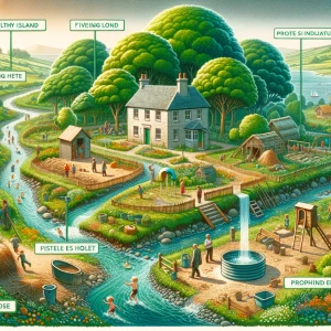 Draw and label a Clean and healthy village environment based on...