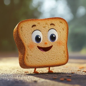 cute a piece of bread in pixar style