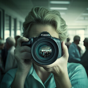 A surrealistic and highly detailed image where an office scene,...