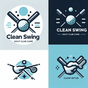 Create a minimalist, sophisticated, modern inspired logo for "Clean Swing," a golf club care service offering cleaning, buffing, polishing, and refinishing. The logo should emanate a premium, upscale vibe akin to top sporting brands like Nike and Callaway, emphasizing simplicity, clever negative space utilization, and limiting elements to three colors maximum. Eschew cartoonish graphics, depictions of golf balls, clubs, detailed artwork, and any text or numerals.