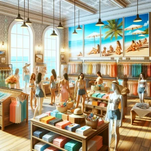 Photo interior beach wear clothing store