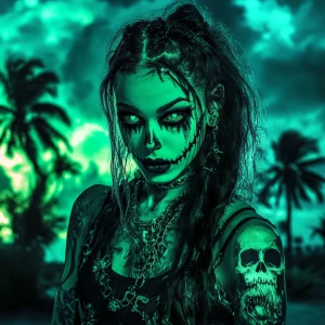 diabolical uv reactive zombie with a conjuring demon effect wear...