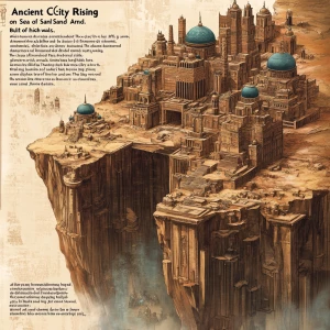 “Ancient City Rising on a Sea of Sand”
This image depicts an an...