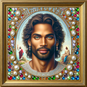 "Create a 3D realistic artwork featuring the phrase 'Jesus Saves...