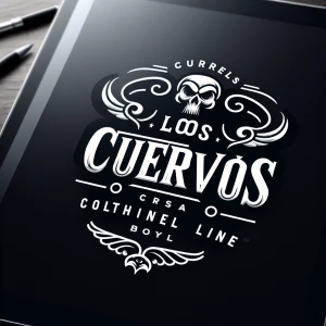Cartel Boys clothing line logo write [[[los cuervos]]]up top