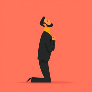 Flat design illustration of a man praying