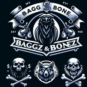 *vicious crow with skull and bones and money everywhere, with wo...