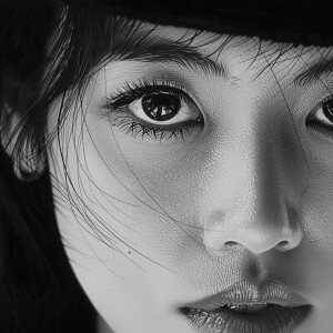 Photorealistic portrait of a fashion model, female, asian