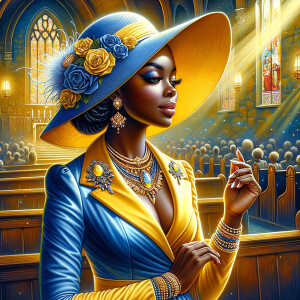 A spiritually enriching illustration portrays an African America...
