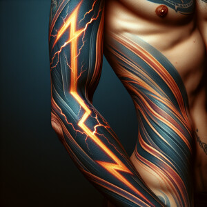 Draw a left arm with a lightening tattoo from the elbow to the w...