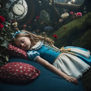 Alice in wonderland 11 years old asleep