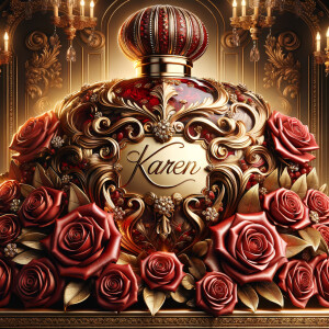 Craft an image of an ornate perfume bottle, with a luxurious des...