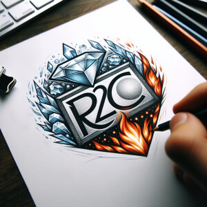 Design a logo for the fashion brand R2C2 incorporating icy diamo...