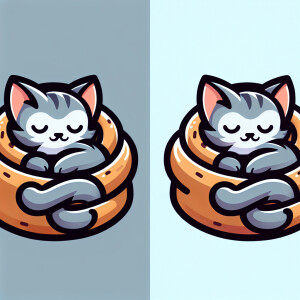 a gray kitten sleeping on a giant cinnamon roll