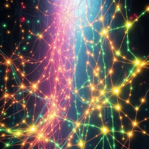 In the heart of a labyrinthine cyberworld, a cascading cascade o...