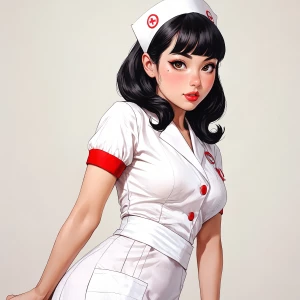 A stunning 30 year-old anime female pin-up with asian-like feat...
