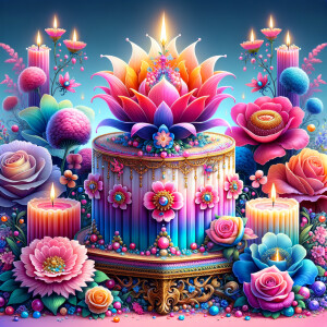 Craft a digital artwork that dramatically amplifies the colorful...