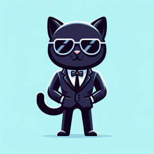 A cartoon of a male cat with sunglasses