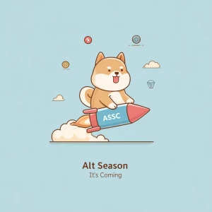Minimalist cartoon-style Shiba Inu sitting confidently on a smal...