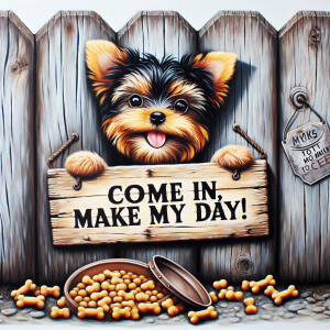 A rustic wooden fence with a weathered sign that reads 'Come in,...