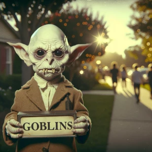 Sinister portrait photography. A menacing albino Goblin child wi...