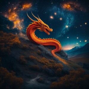 starry night with dragons