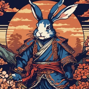 Create an image of a rabbit warrior, inspired by the game "Overg...