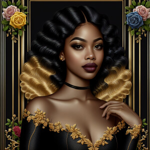 Create a vertical 3-D portrait of a light-skinned African-Americ...