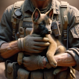 Me holding a Belgian Malinois puppy