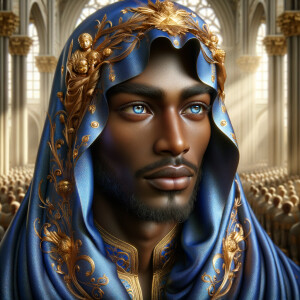 A hyper-realistic image of an African-American Jesus Christ, ser...