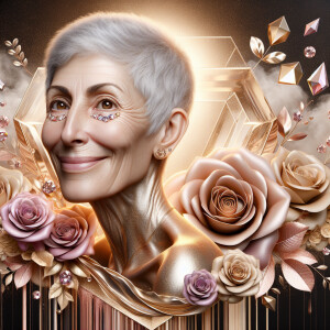 A horizontal portrait of a thinner, smiling American woman with...